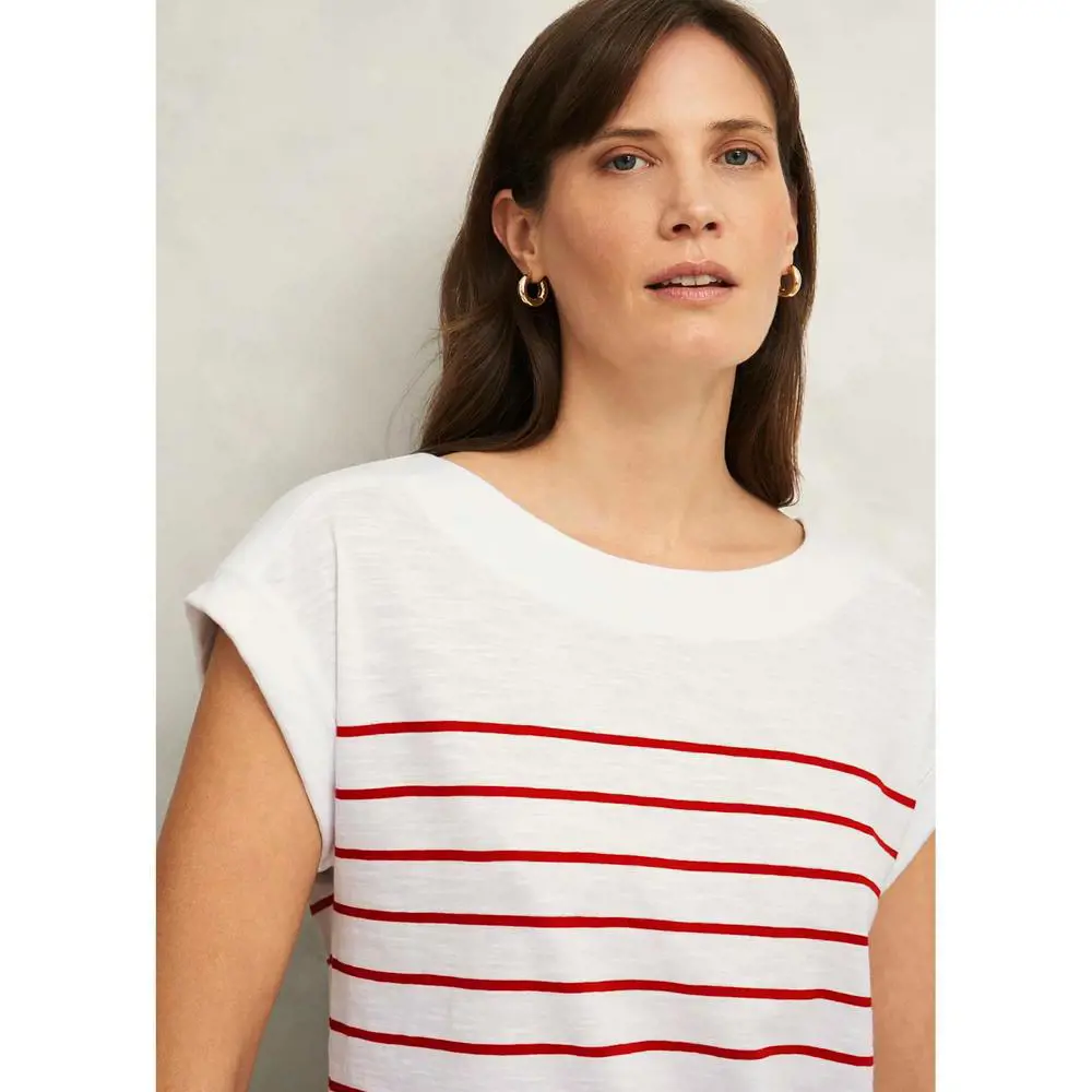 Hobbs Alycia Cotton Slub Stripe T Shirt